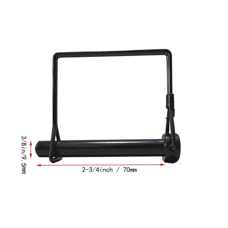 Truleego 2 Pack 3/8 x 2-3/4 Trailer Hitch Pin Heavy-Duty Black Zinc Steel Hitch Lock Pin with Secure Clip Coupler Locking Pin for Towing Truck Tractor PTO Shaft Quick Release Trailer Latch Pin (2) - Image 2